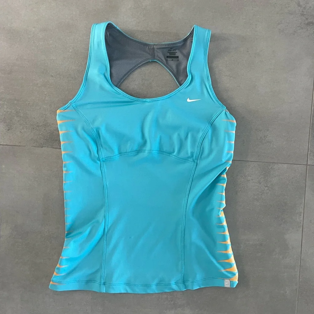 Nike Aqua Blue Tank Top with Orange Accents - Picture 2 of 5